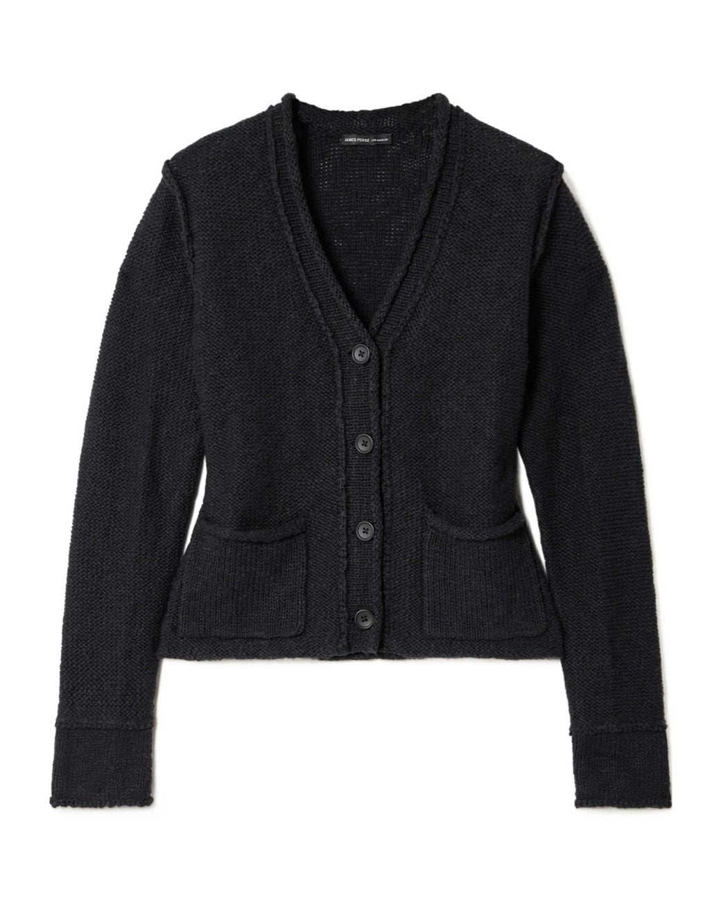 James Perse Black Cotton And Linen-Blend Cardigan