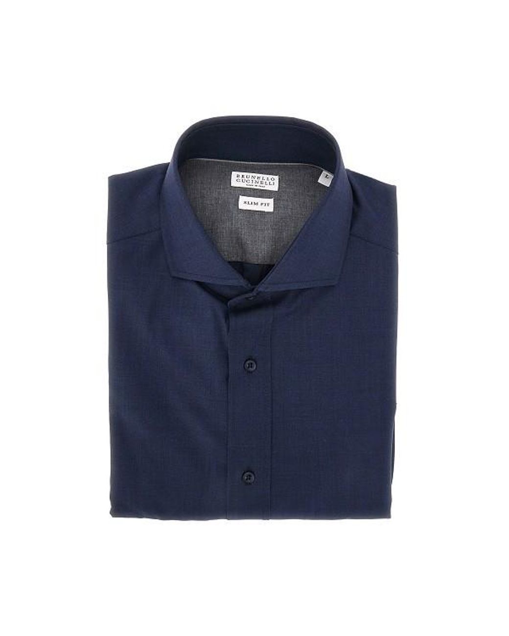 Brunello Cucinelli Blue Curved Hem Shirt for men