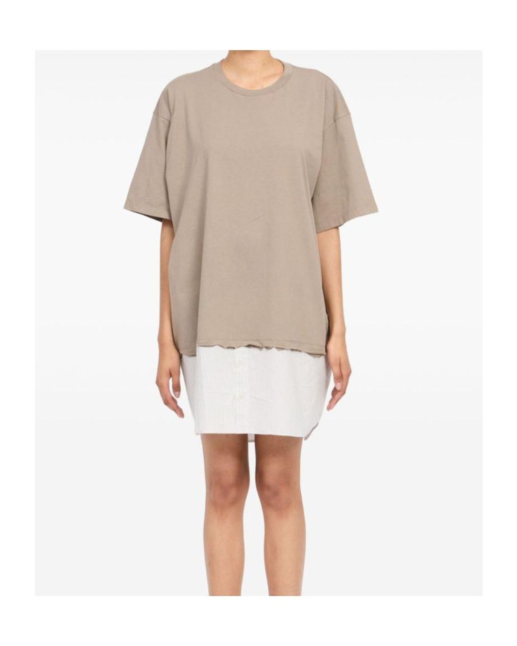MM6 by Maison Margiela White Crewneck Panelled Dress