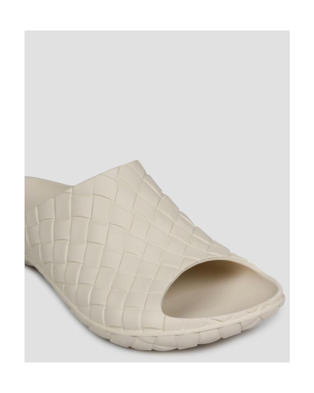 Bottega Veneta White Intreccio Slip-On Slides for men