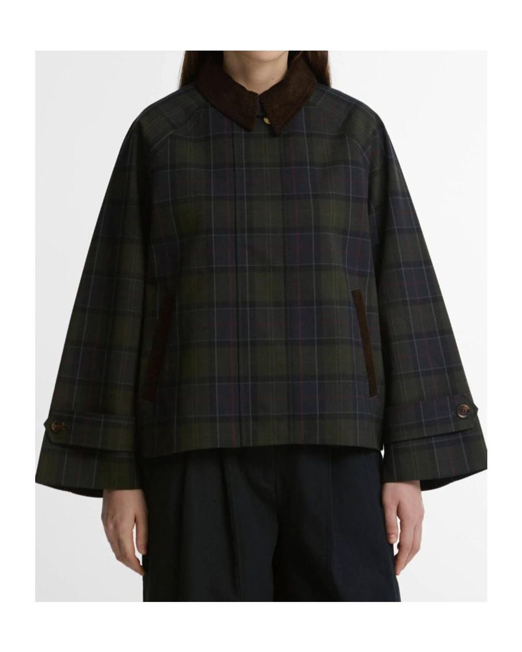 Barbour Black Sandra Tartan Showerproof Jacket