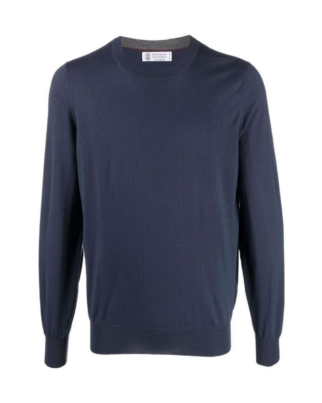 Brunello Cucinelli Blue Crewneck Knitted Jumper for men