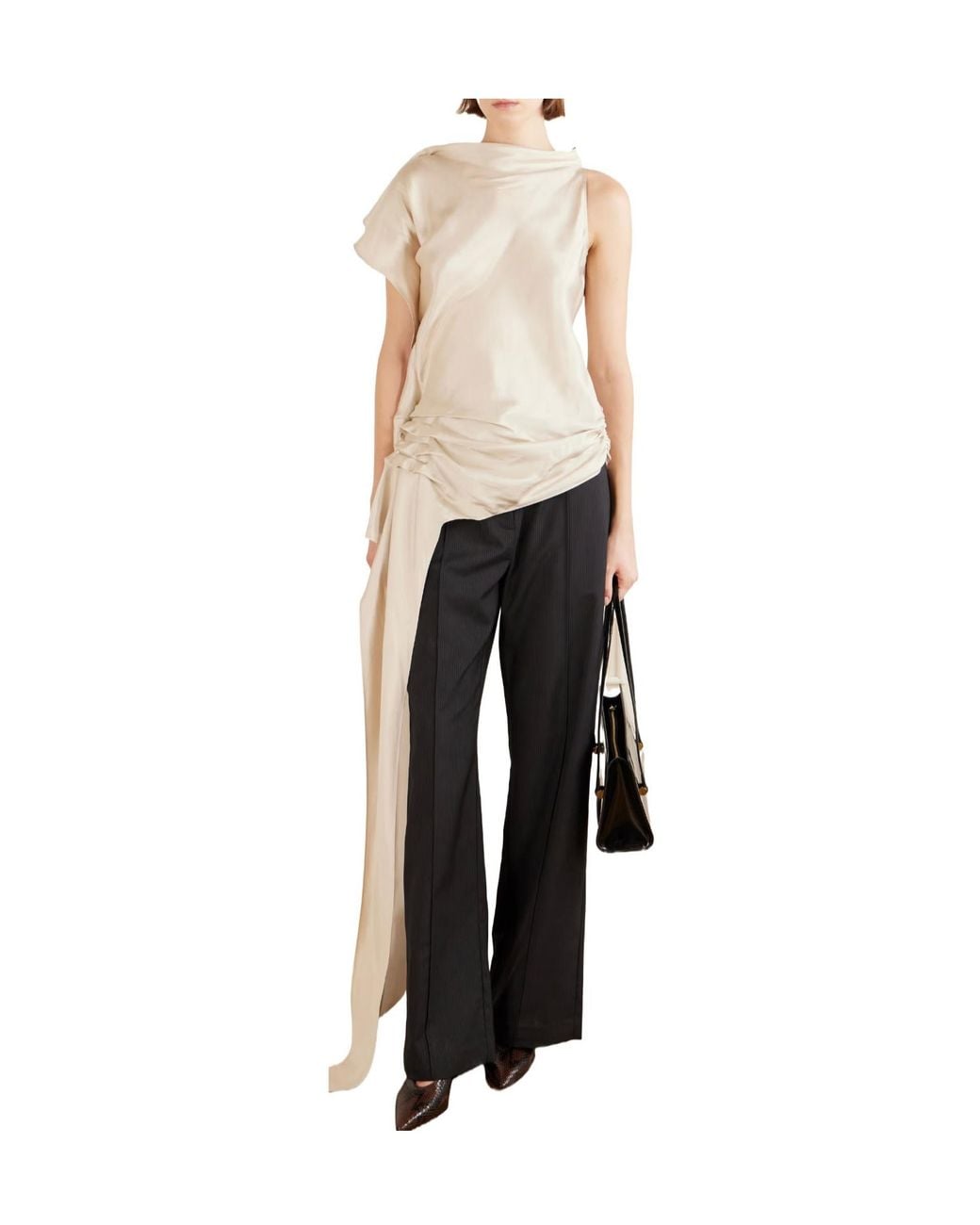 Kallmeyer White Elif Asymmetric Ruched Woven Blouse