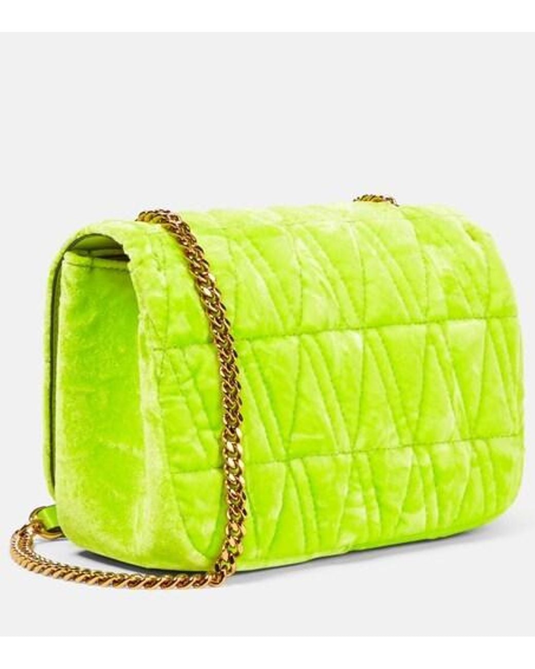 Versace Yellow Virtus Small Velvet Shoulder Bag