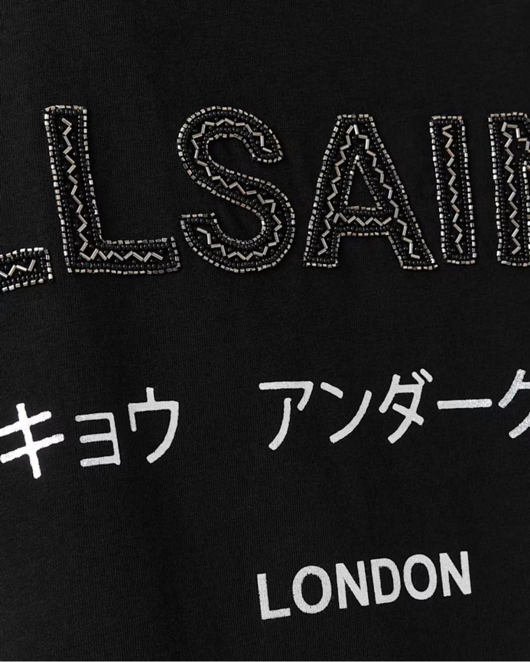 AllSaints Black Organic Cotton Under Amelie T-Shirt