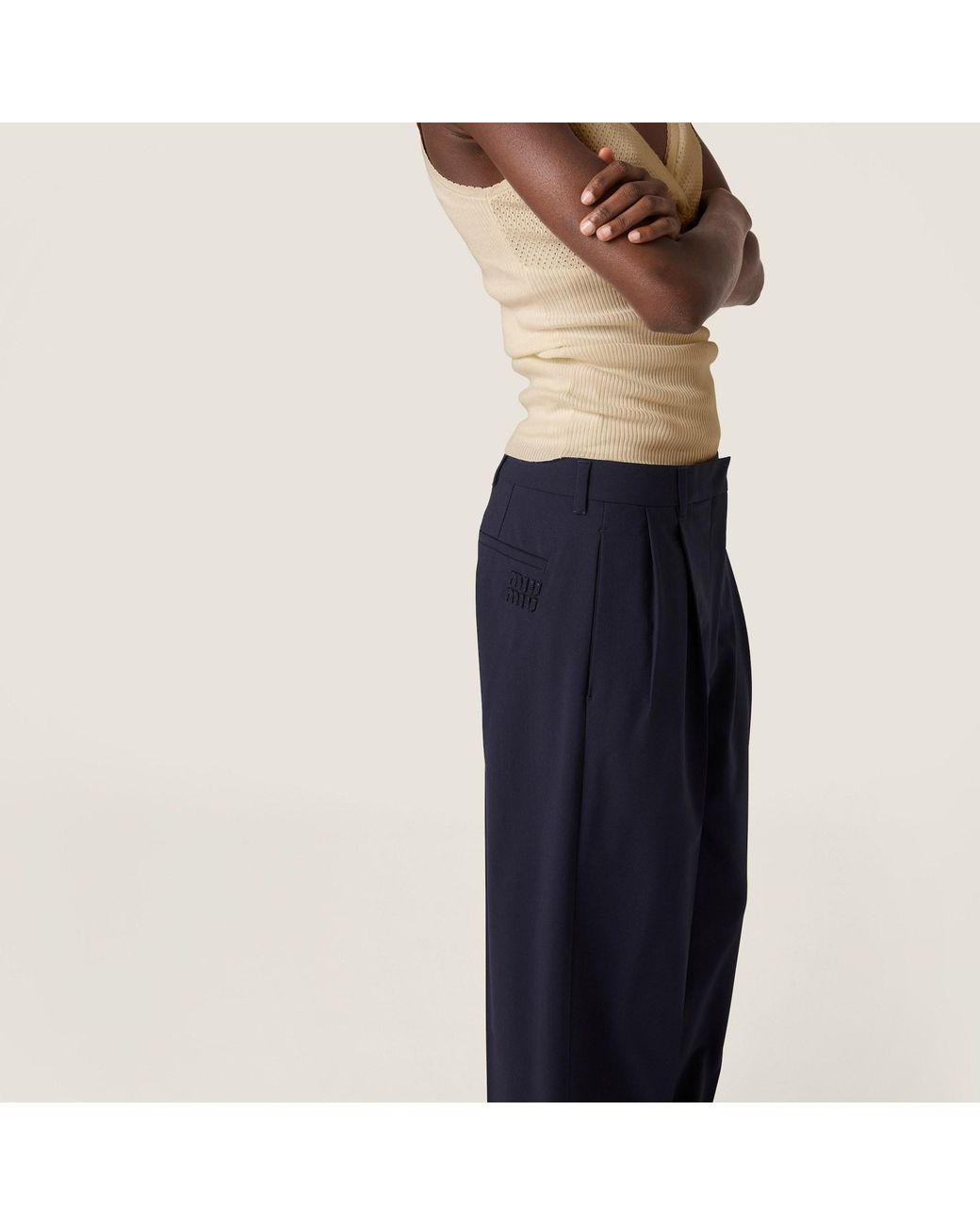 Miu Miu Blue Wool Casual Pants