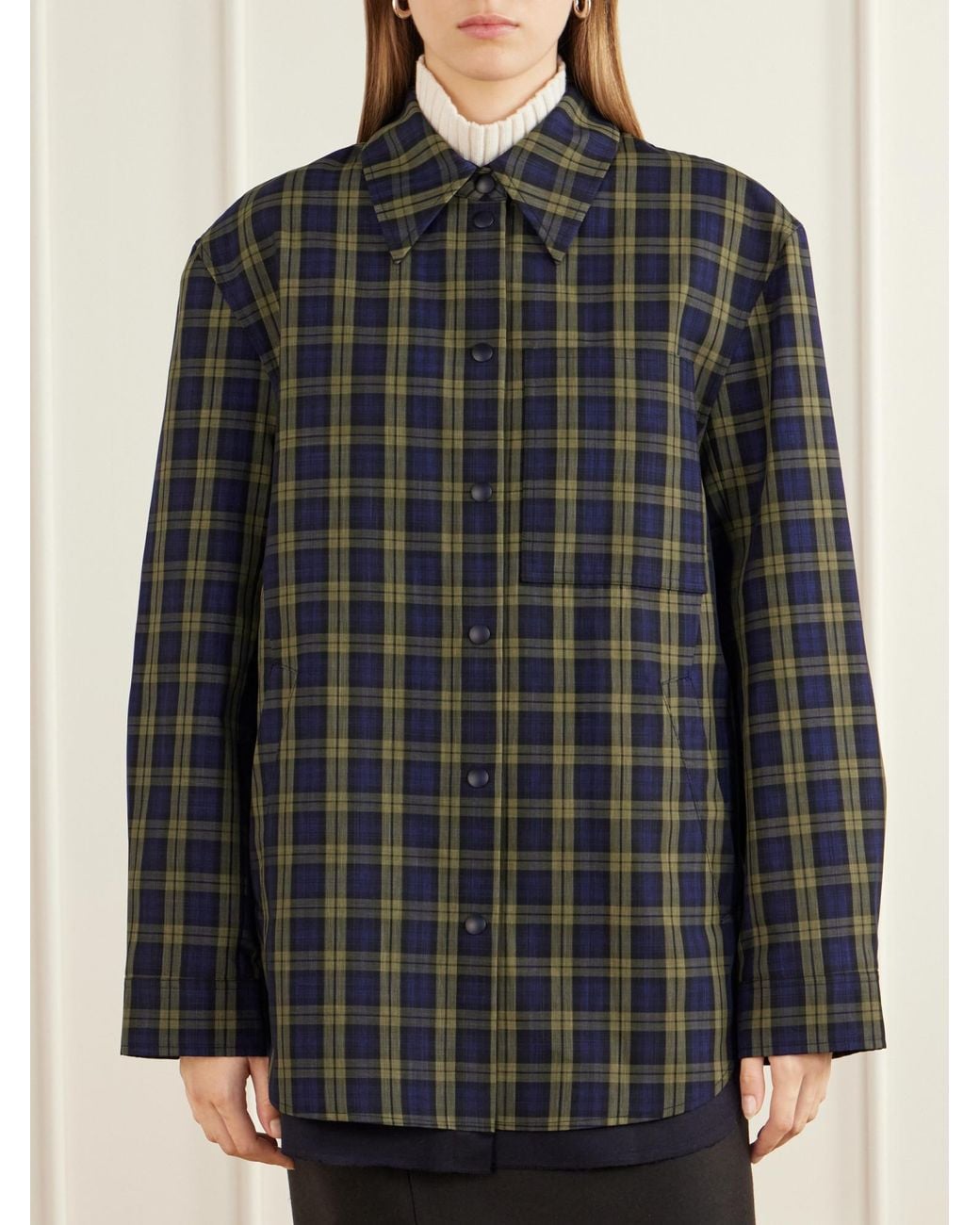 Tibi Gray Checked Shirt Jacket
