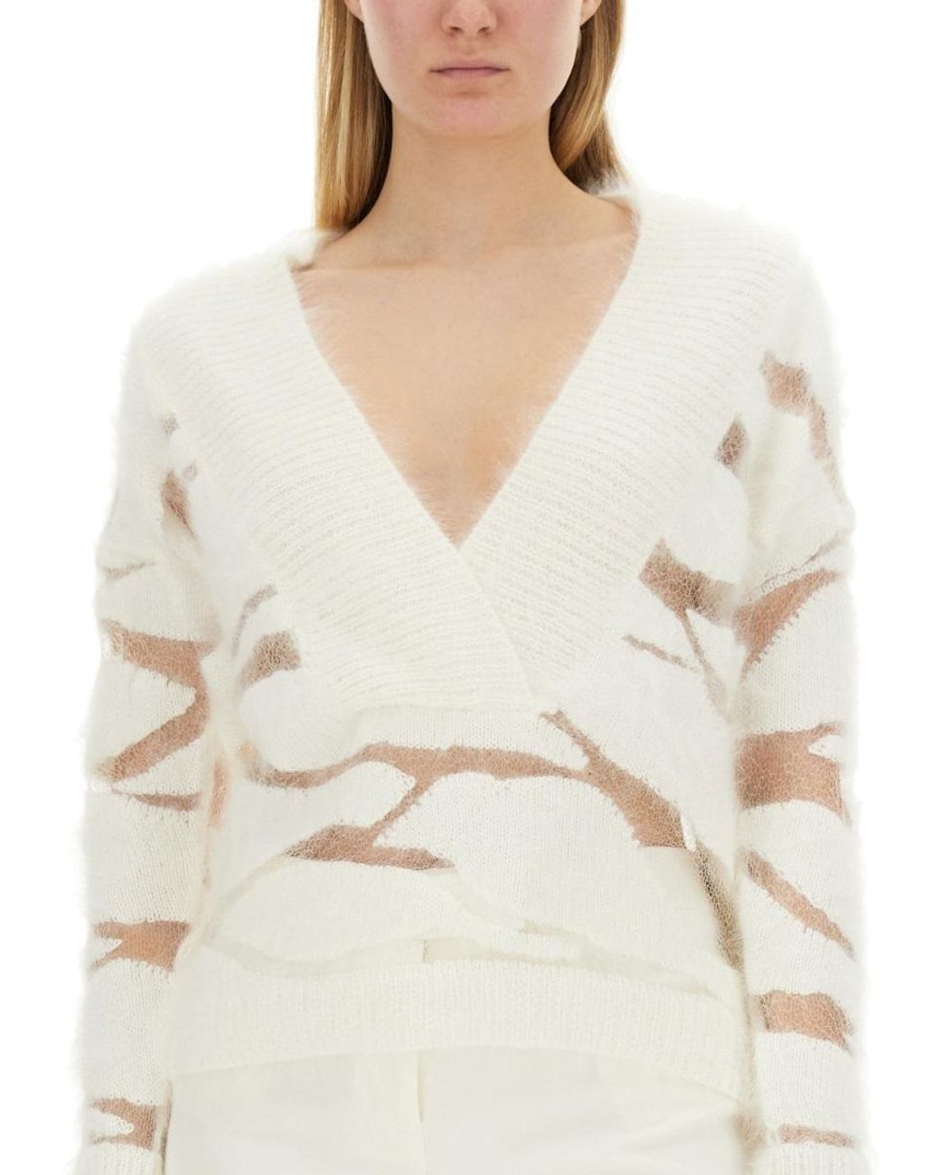 Tom Ford White V-Neck Knitted Jumper