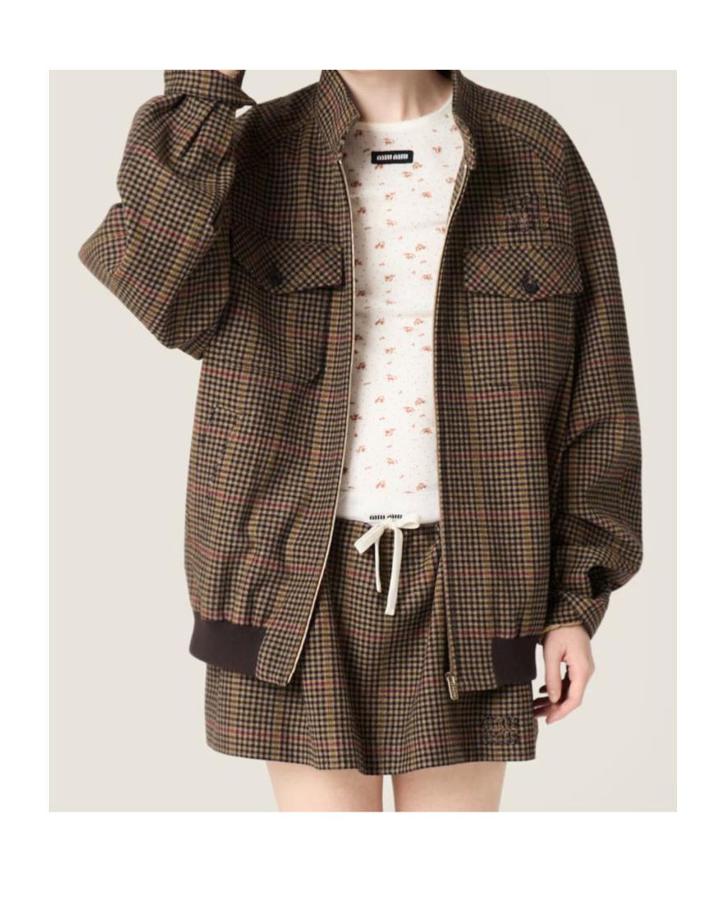 Miu Miu Multicolor Checked Mini Skirt