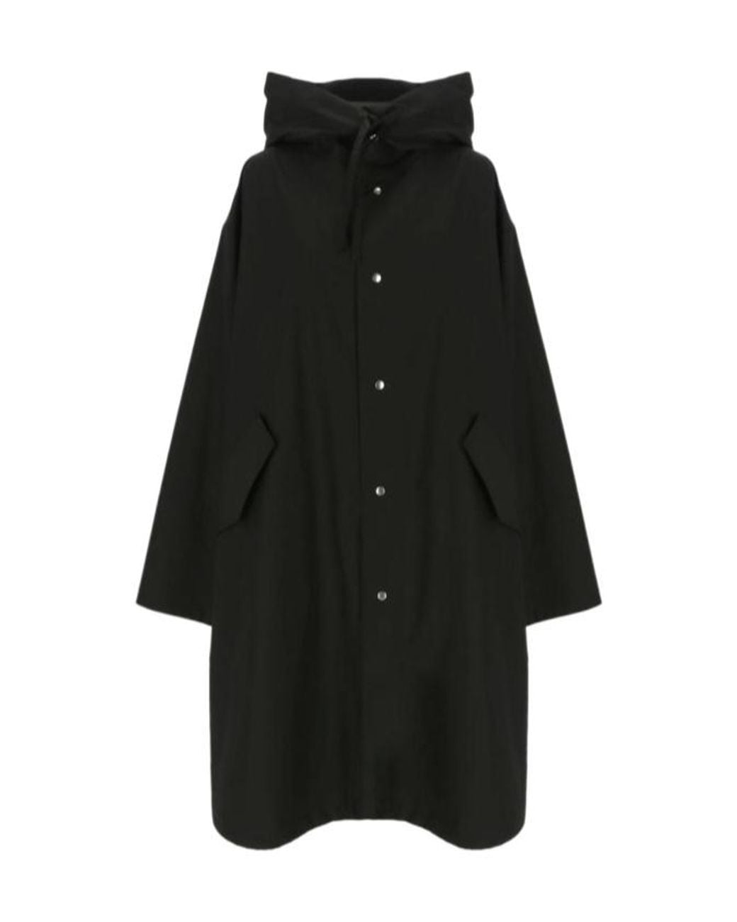 Jil Sander Black Logo Printed Drawstring Coat