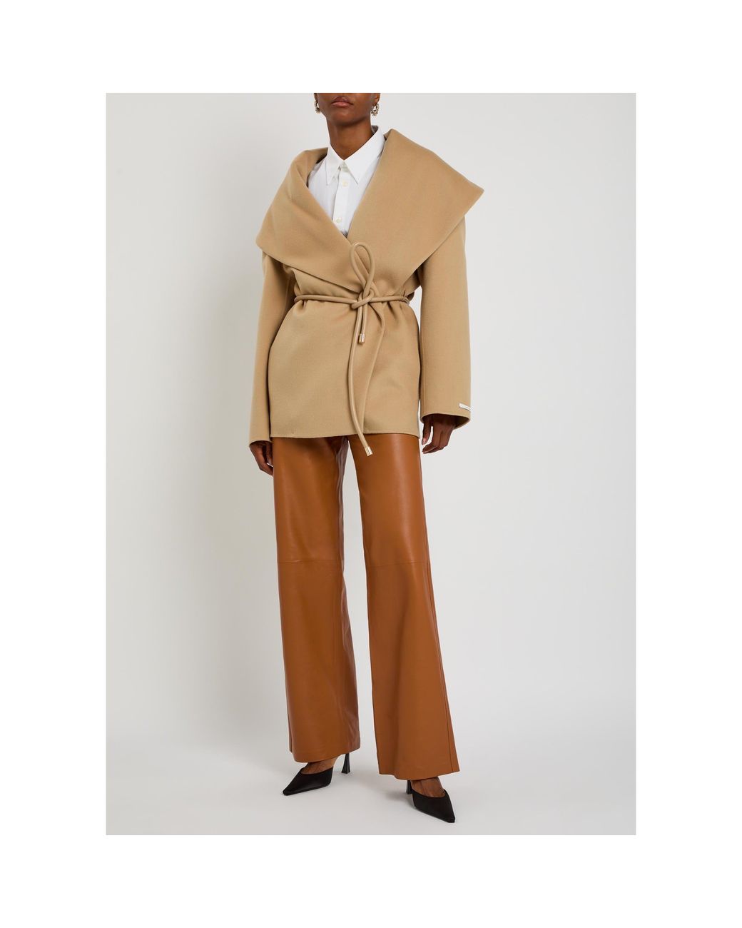 Sportmax Natural Wool Belted Oversized-Fit Overcoat