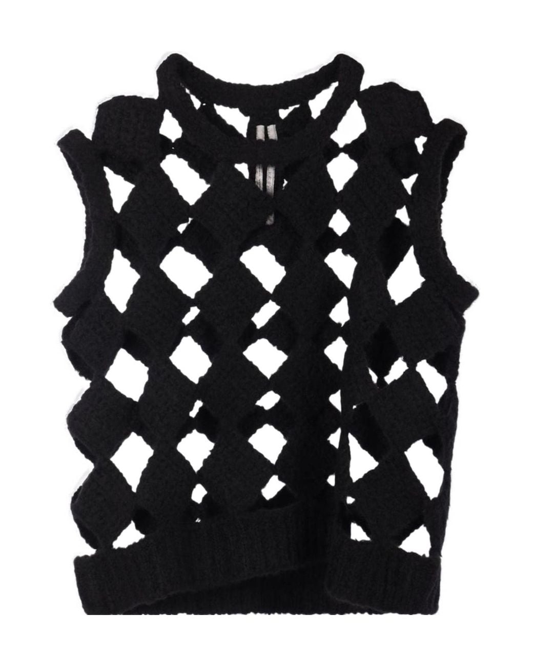Rick Owens Black Sarutanya Cut-Out Knitted Vest for men