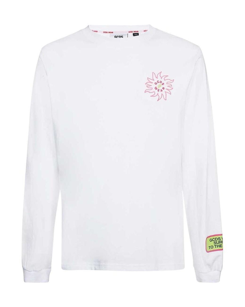 Gcds White Logo Printed Long-Sleeved T-Shirt for men