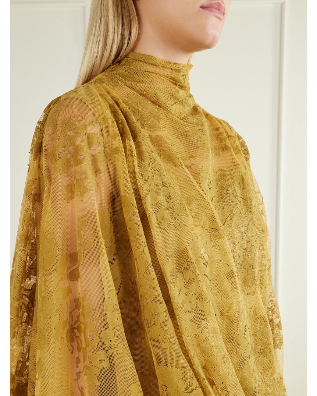 Zimmermann Metallic Bow-Detail Gathered Lace Gown
