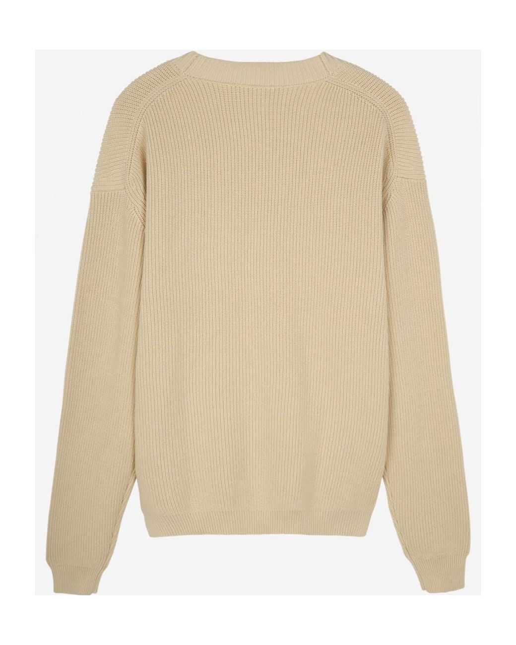 Maison Kitsuné Natural Maison Kitsuné Fox Head Embroidered Knitted Cardigan for men