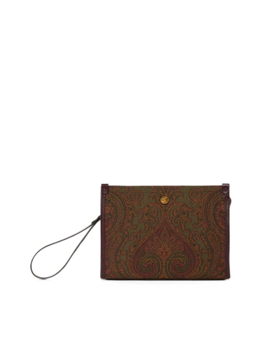 Etro Brown Paisley Clutch Bag