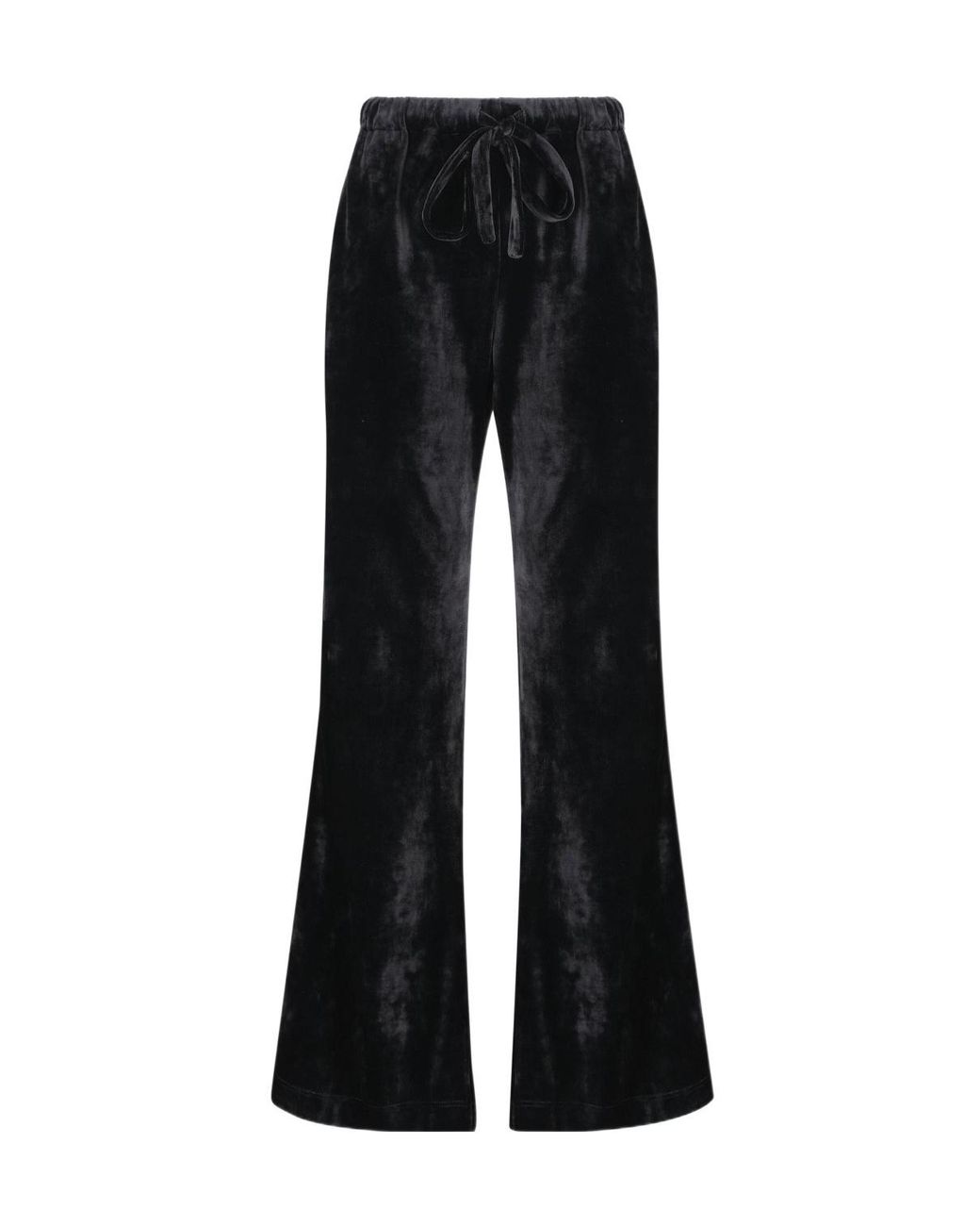 Fendi Black Wide-Leg Drawstring Velvet Pants
