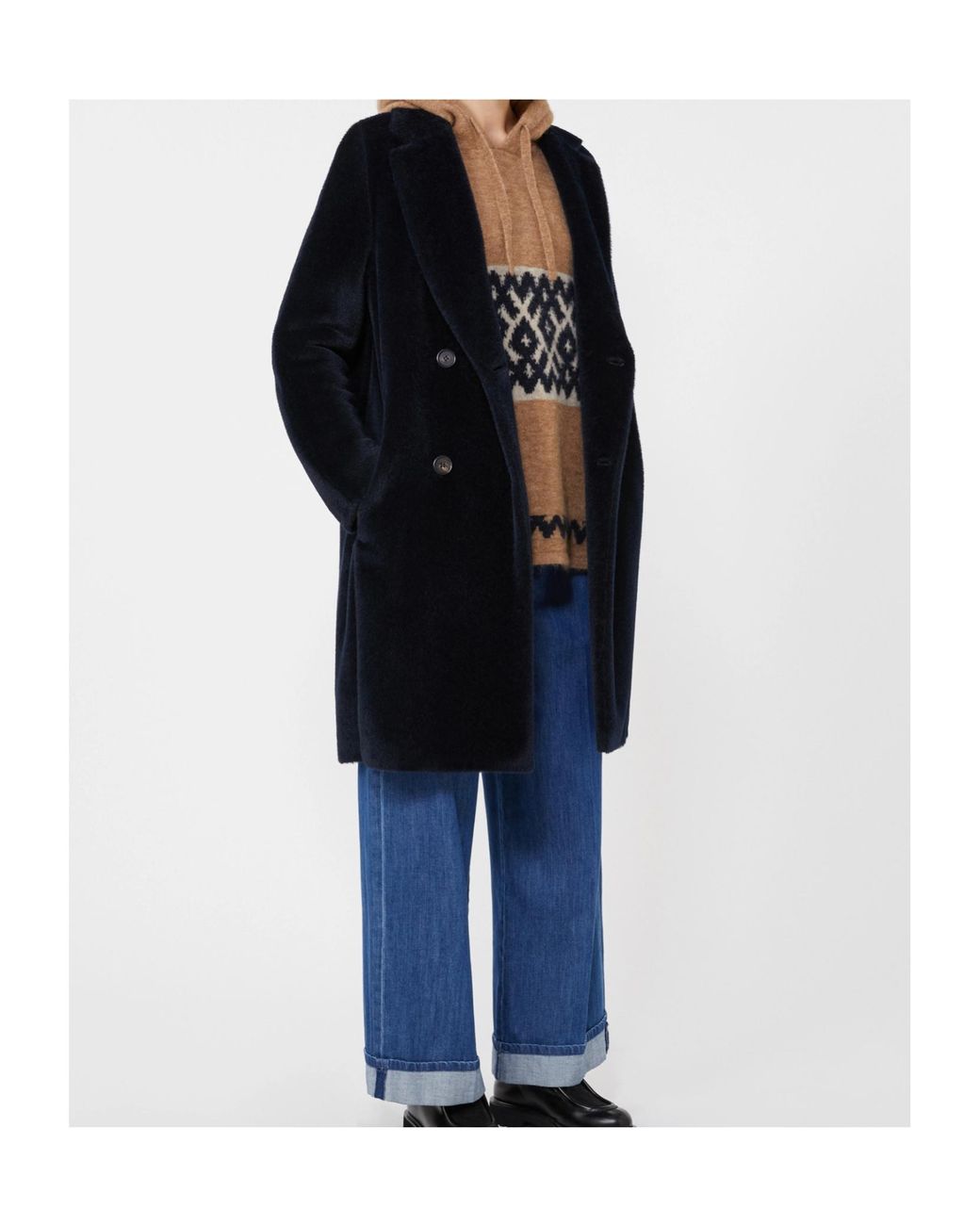Max Mara Black 'S Roseto Double Breasted Coat