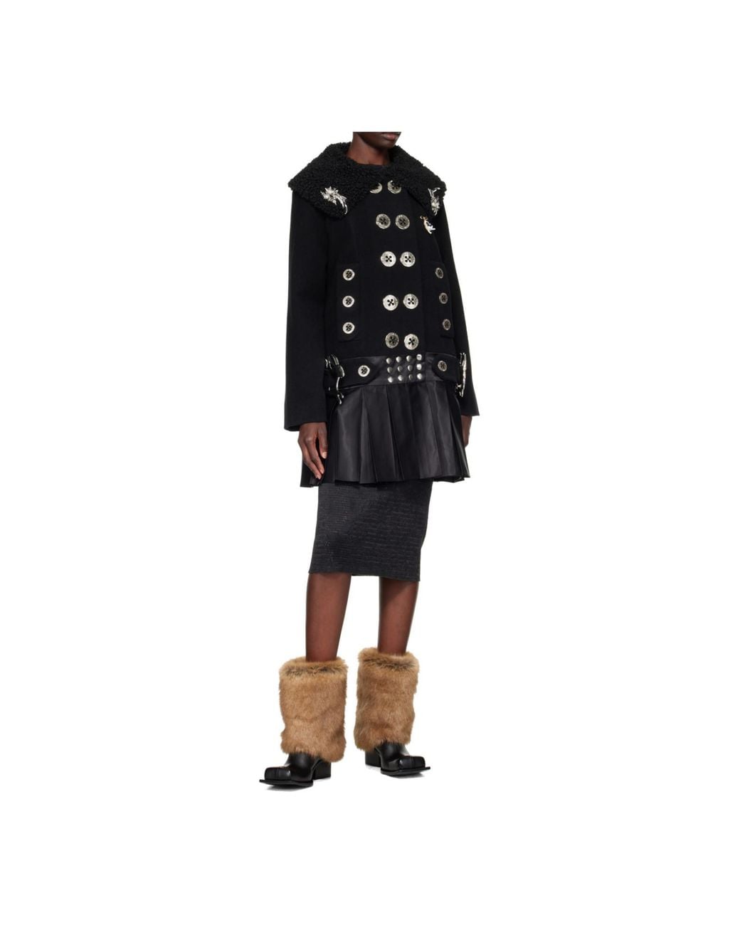 Chopova Lowena Black Fudge Buckle Coat