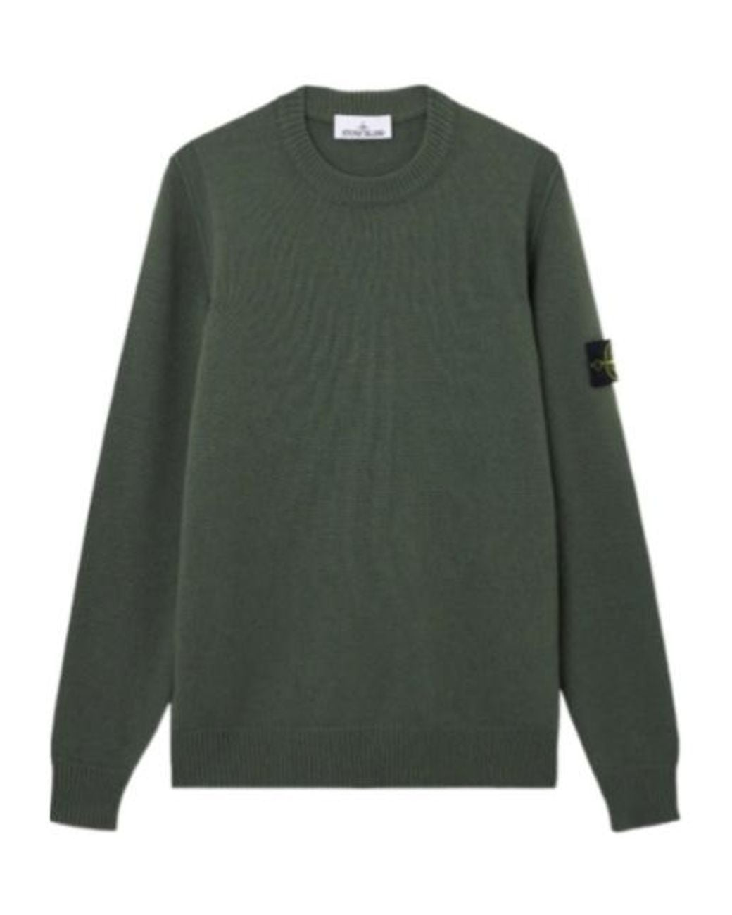 Stone Island Green Logo Patch Crewneck Jumper for men