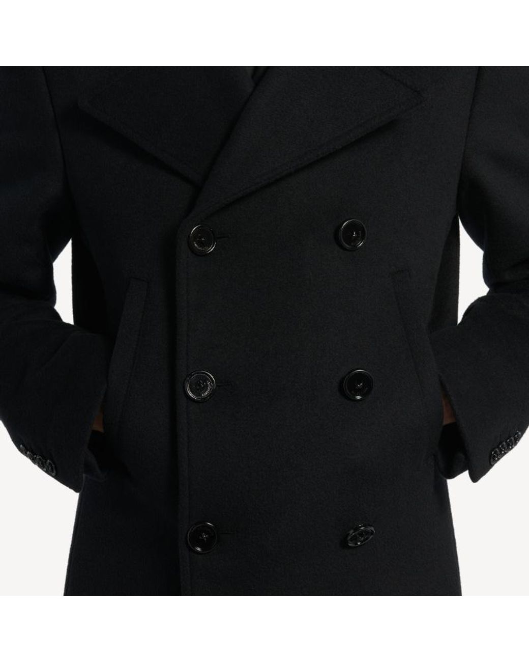 Balenciaga Black Double-Breasted Long Coat for men