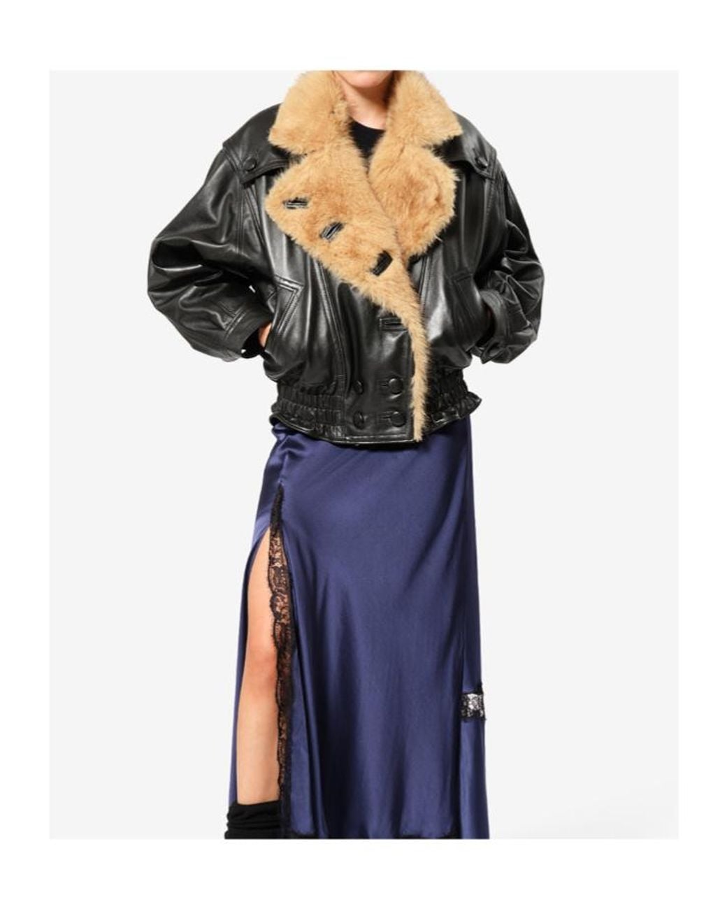 Isabel Marant Black Valina Faux Fur Trim Jacket