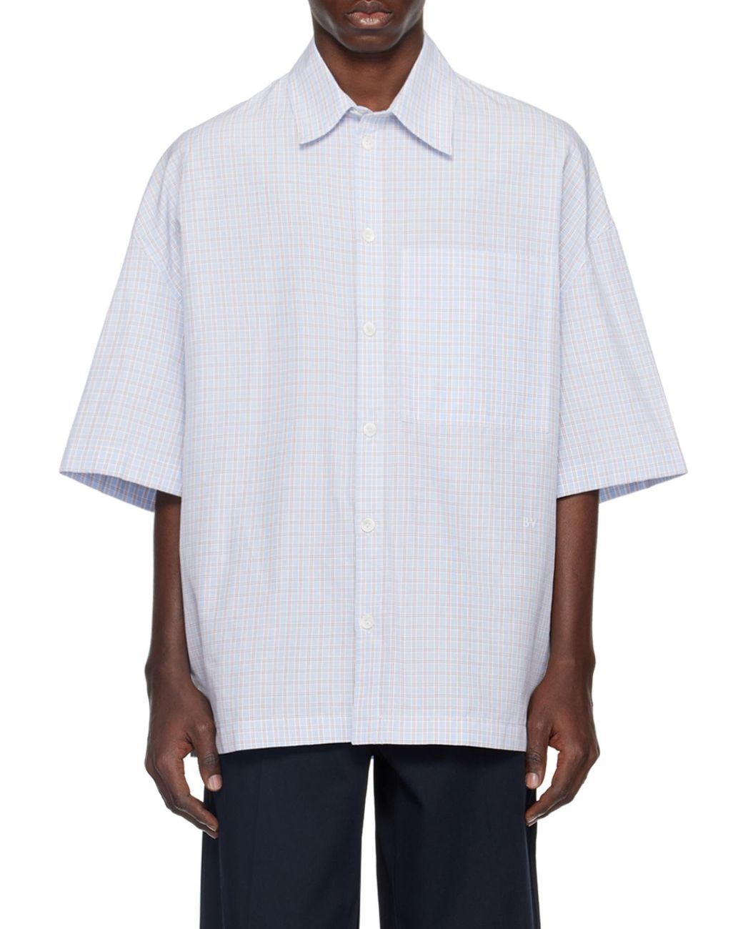 Bottega Veneta White Bv Embroidered Check Overshirt for men