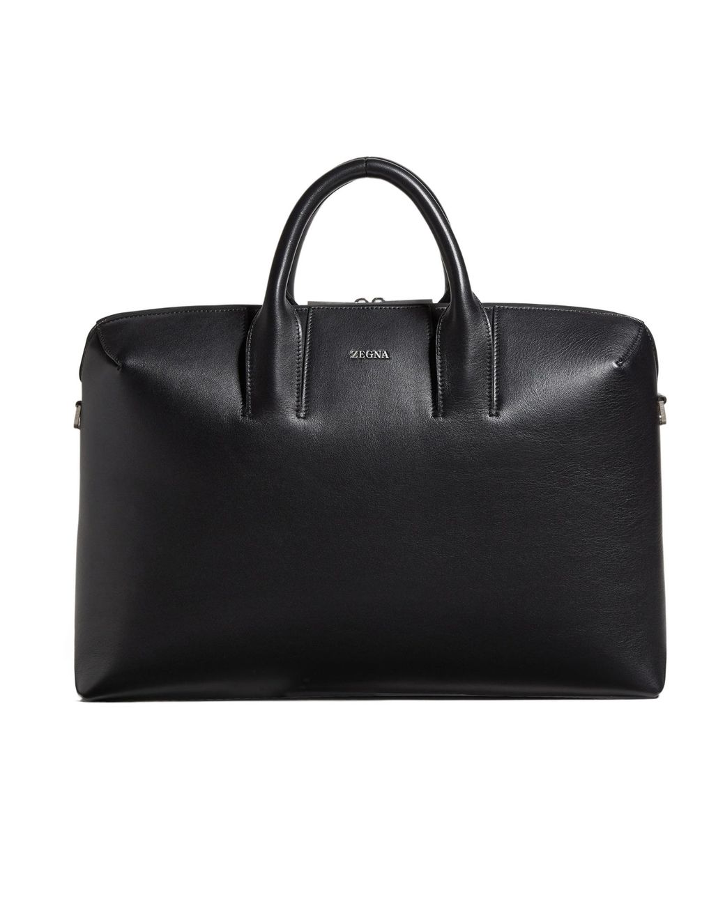 Zegna Black Logo Detailed Top Handle Briefcase for men