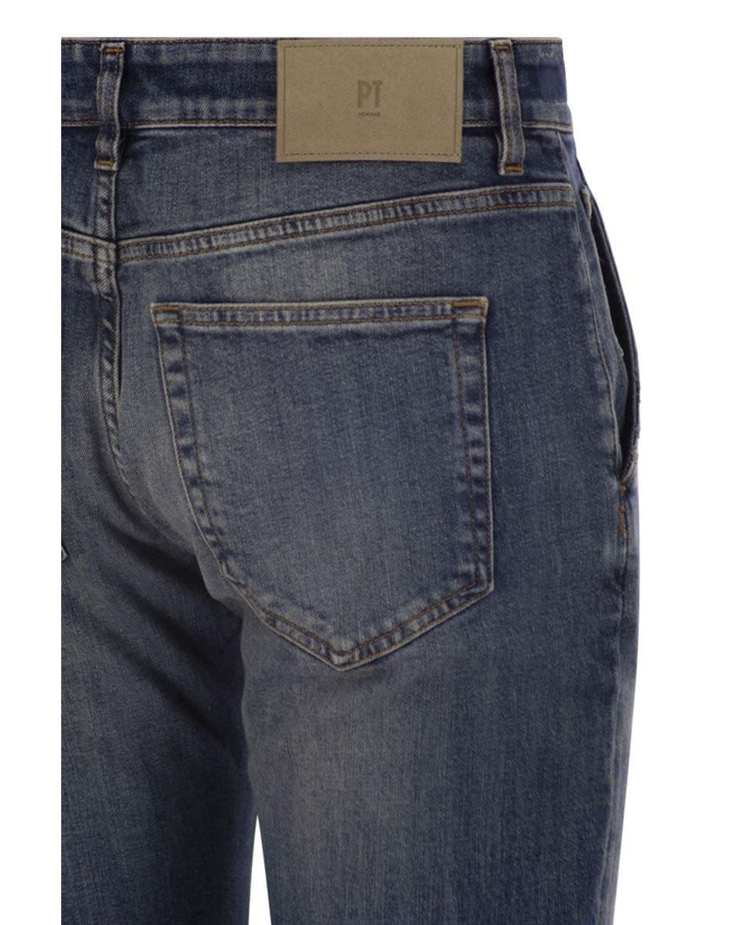 Pt Pantaloni Blue Logo Denim Pants for men