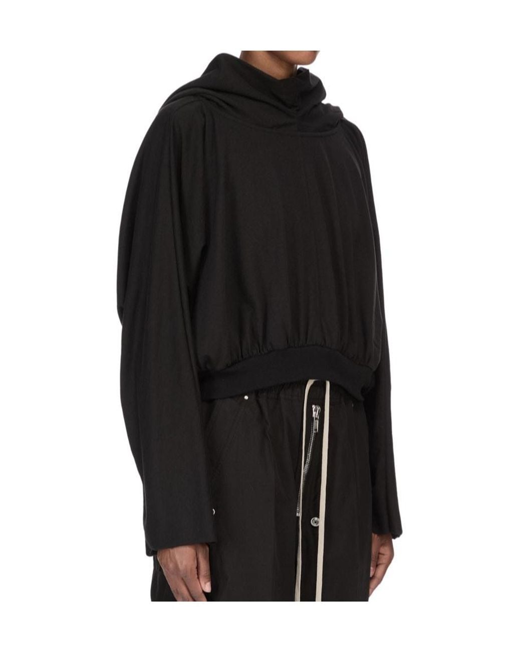 Rick Owens Black Temple Cropped Hooded Top