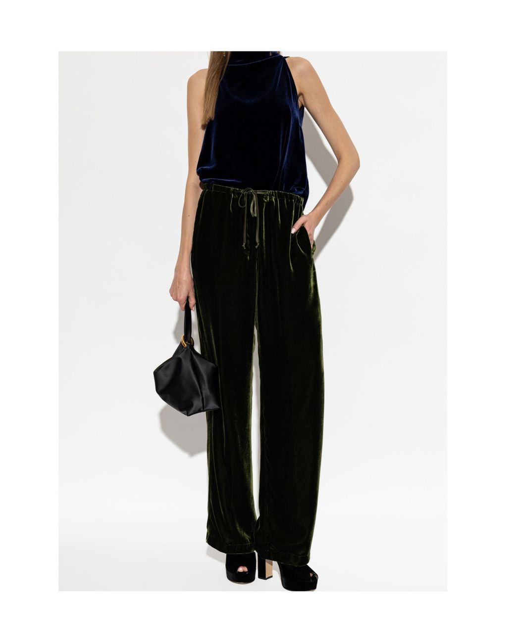 Forte_forte Black Drawstring Casual Pants