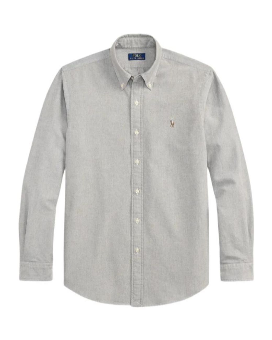 Polo Ralph Lauren Gray Logo Embroidered Oxford Shirt for men