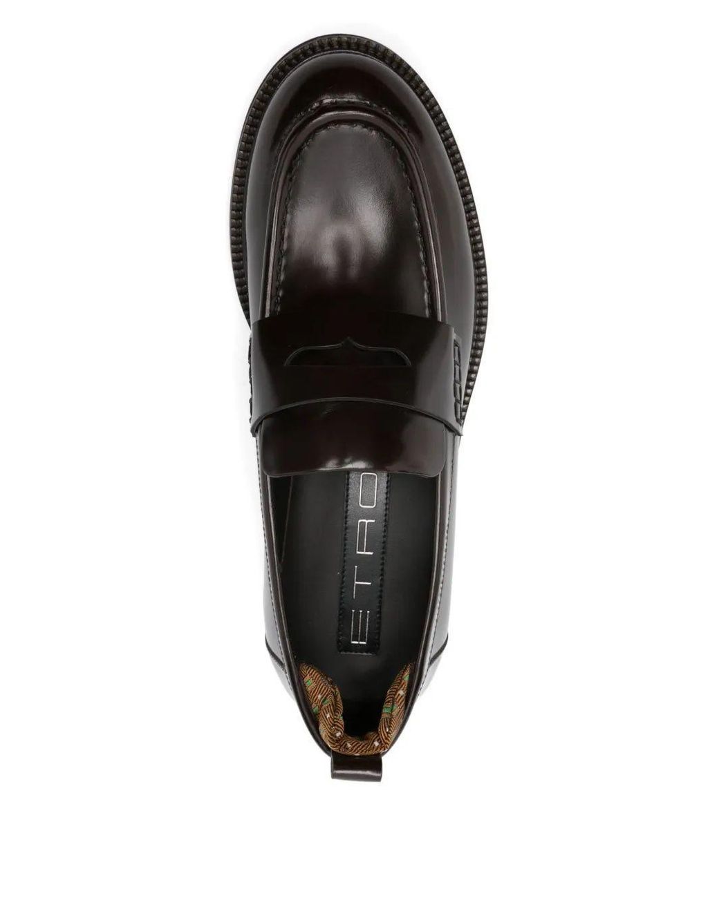 Etro Black Leather Penny Loafers for men