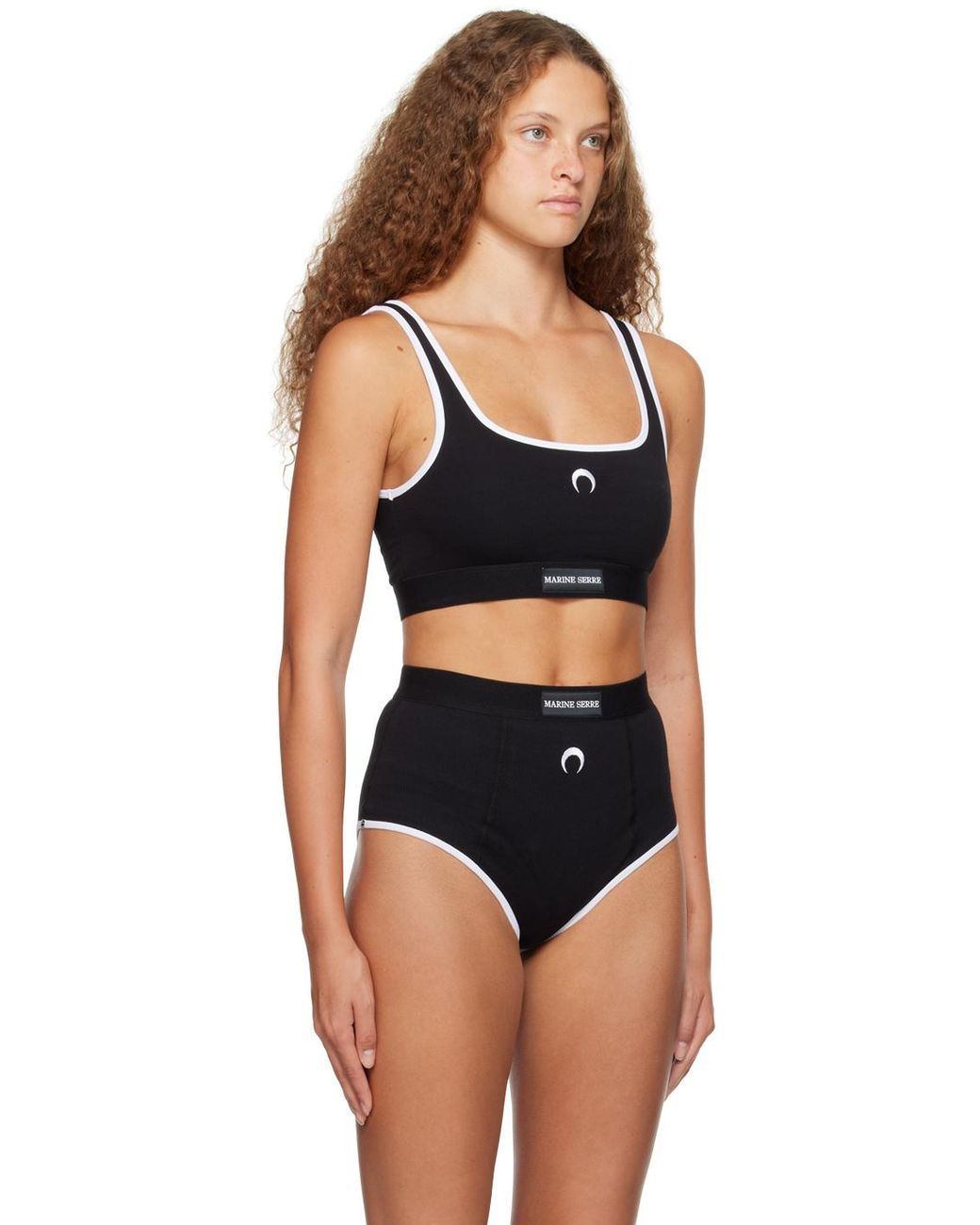 MARINE SERRE Black Logo Bra