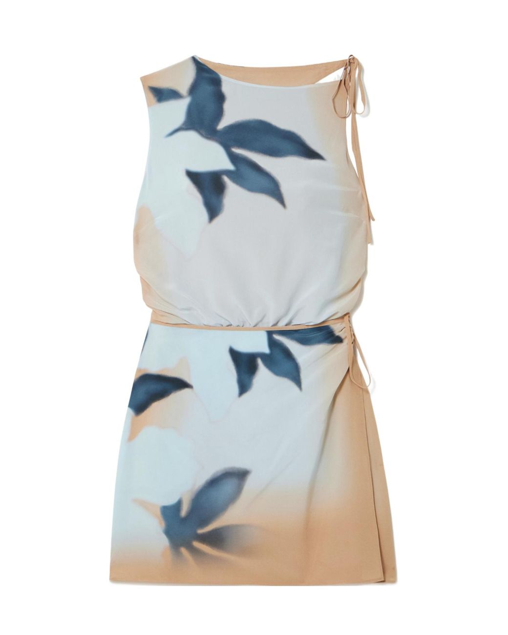 Sir Blue Open-Back Silk Crepe De Chine Mini Dress