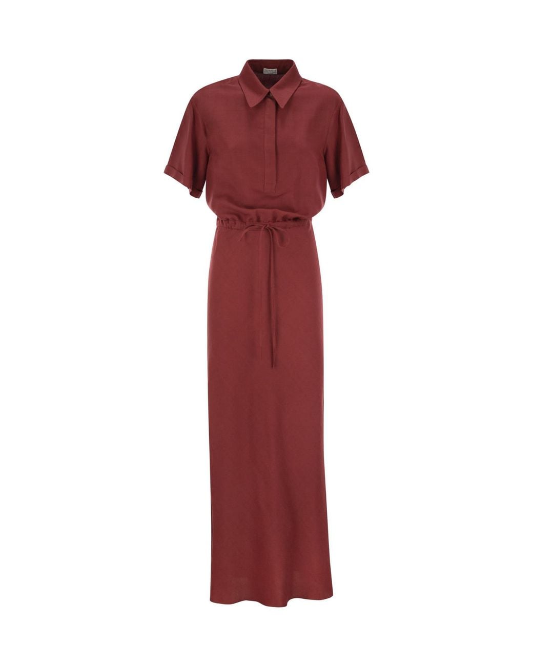 Brunello Cucinelli Red Drawstring Waist Maxi Dress