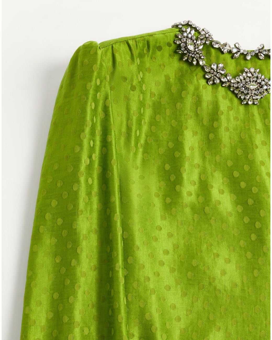 Valentino Green Embroidered Plus De Pois Jacquard Top