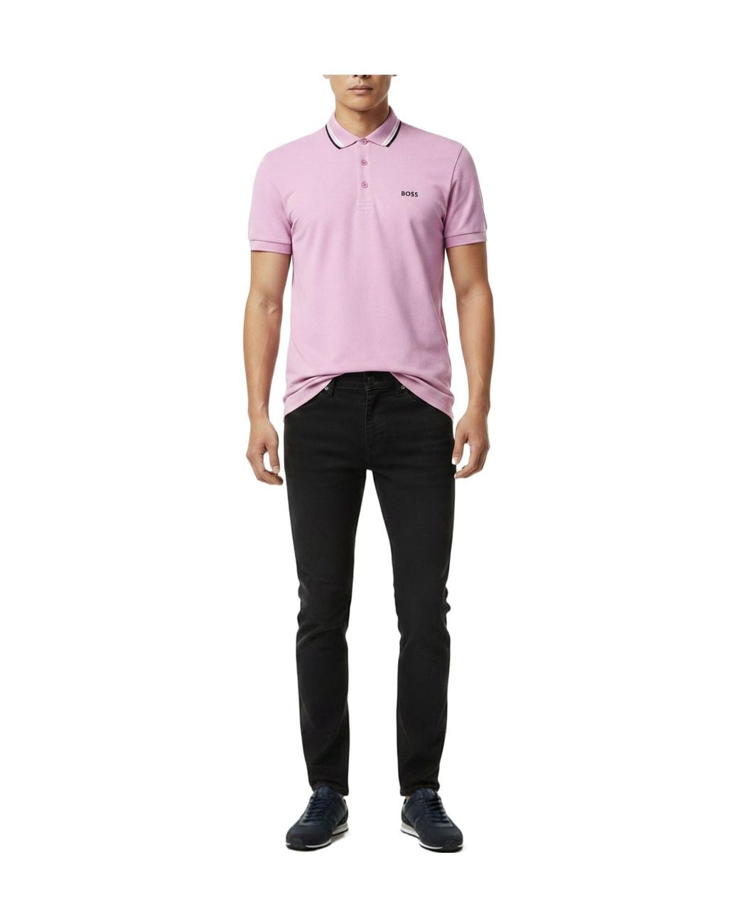 Boss Pink Solid Color Polo Shirt for men