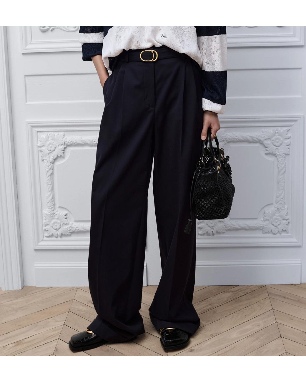 Dior Blue Belted Flared Pants
