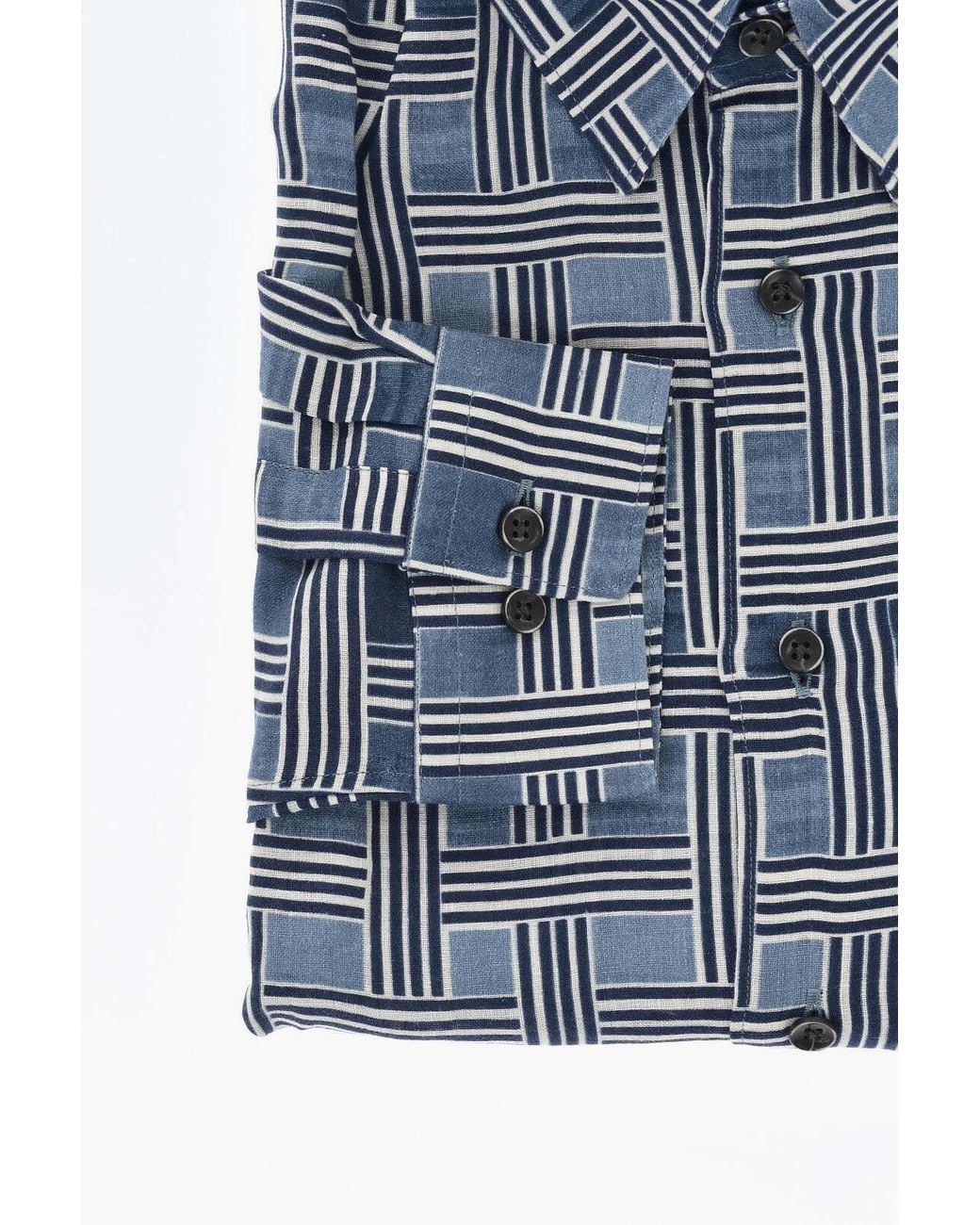 Corneliani Blue Circle Basketweave-Pattern Shirt for men