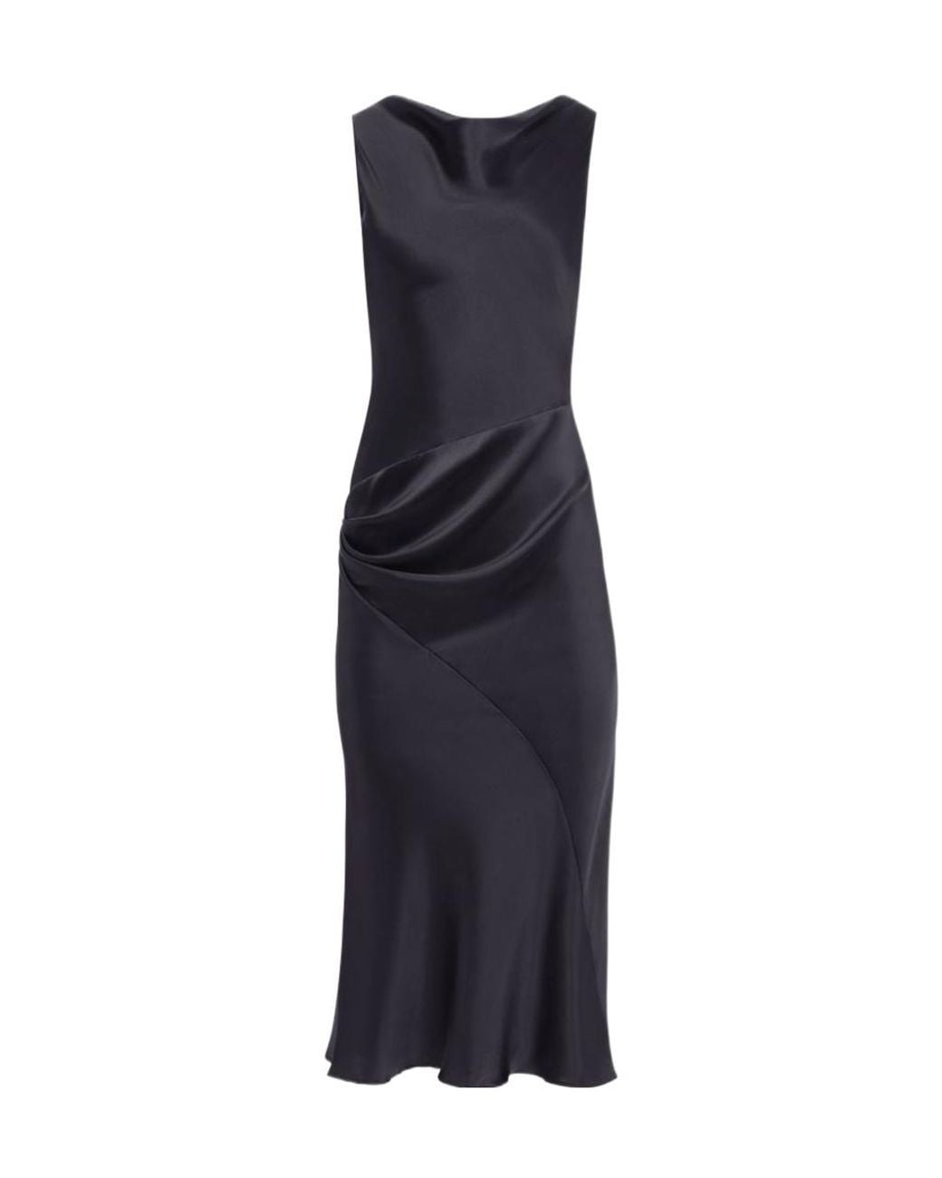 Nina Ricci Blue Asymmetrical Draped Midi Dress