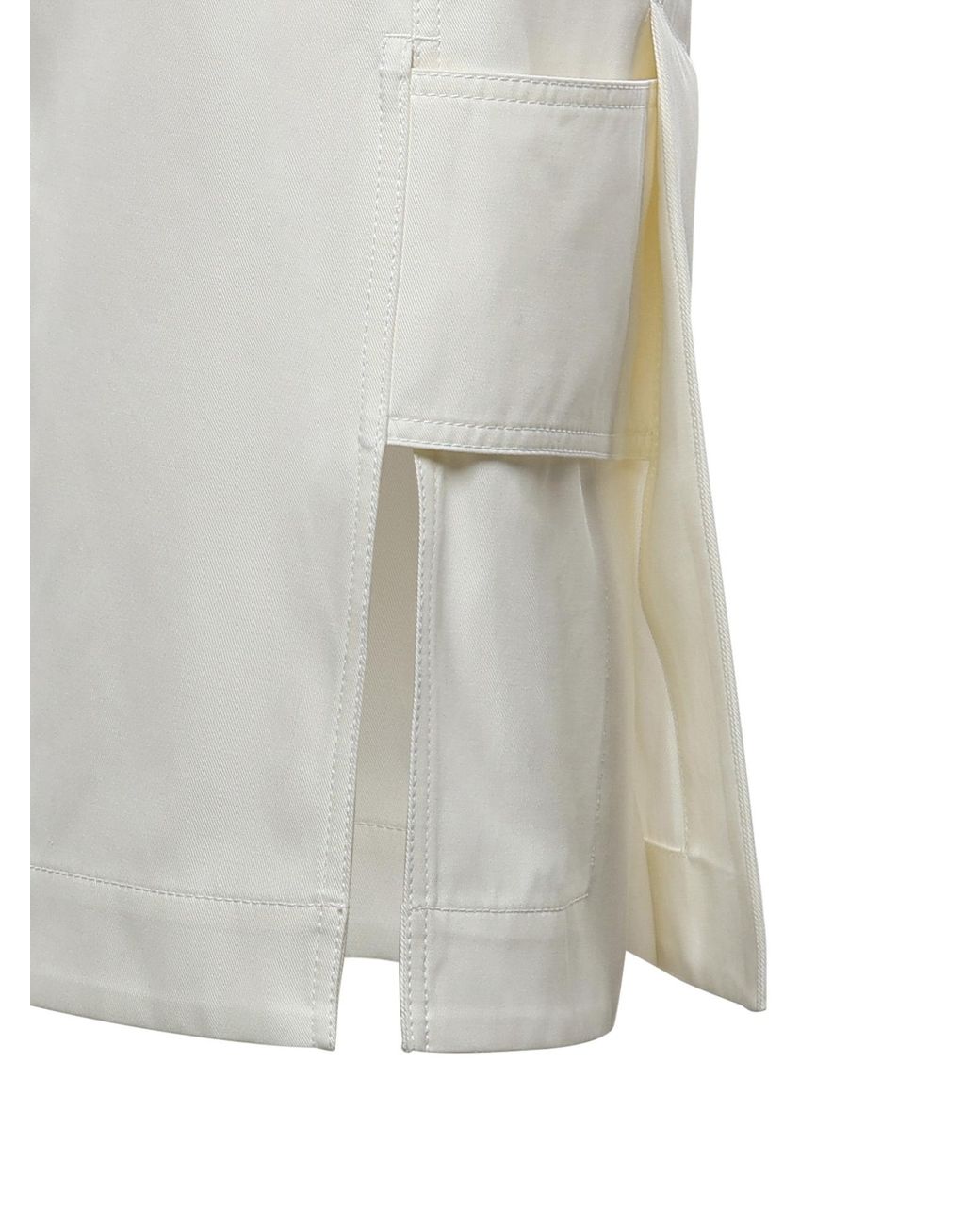 Bottega Veneta White Belt Loop A-Line Midi Skirt
