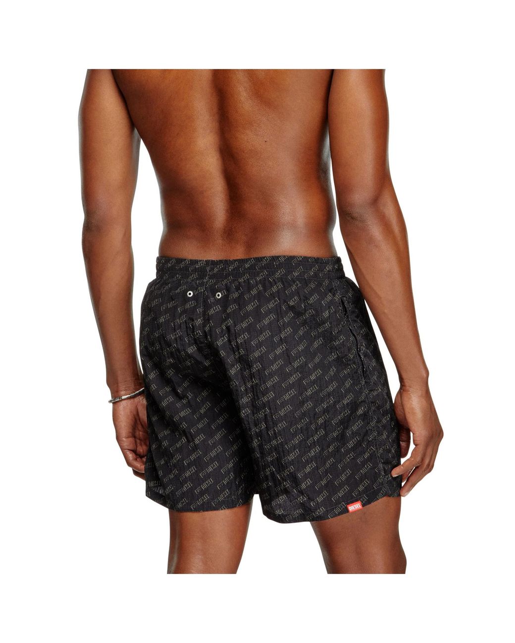 DIESEL Black Daniel-41-Mono-Utlt Monogram Printed Swim Shorts for men