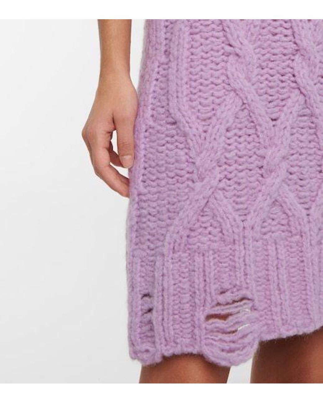 Acne Purple Cable-Knit Wool-Blend Minidress