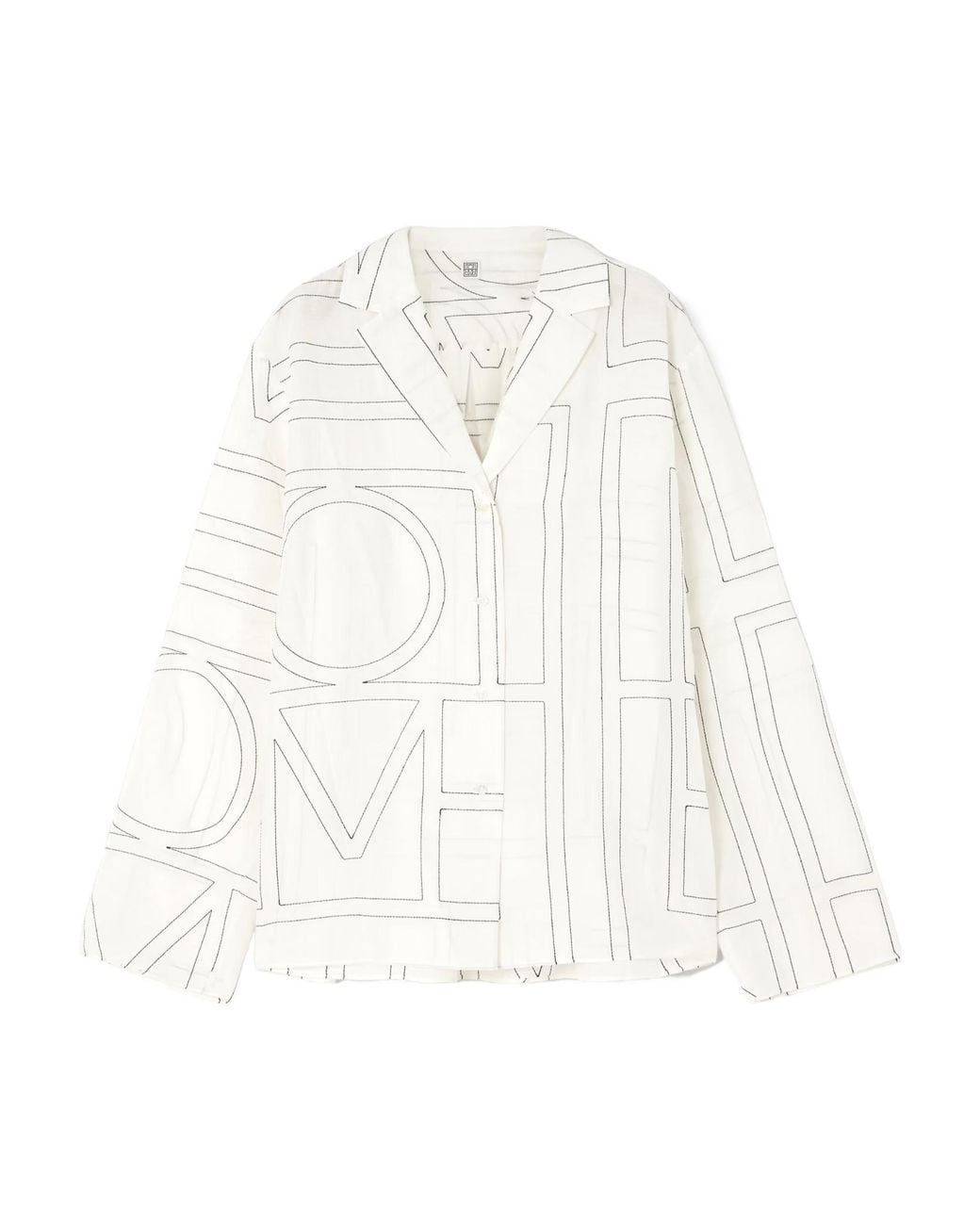 Totême White Totême Monogram Long-Sleeved Blouse