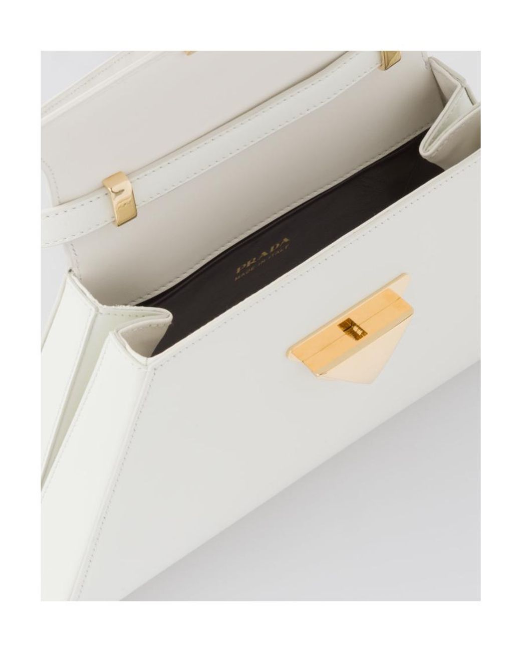 Prada White Brushed Calf Leather Handbag