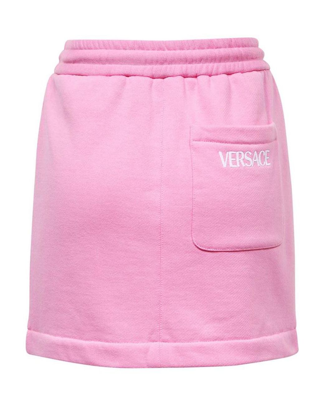 Versace Pink Logo-Print Cotton Miniskirt