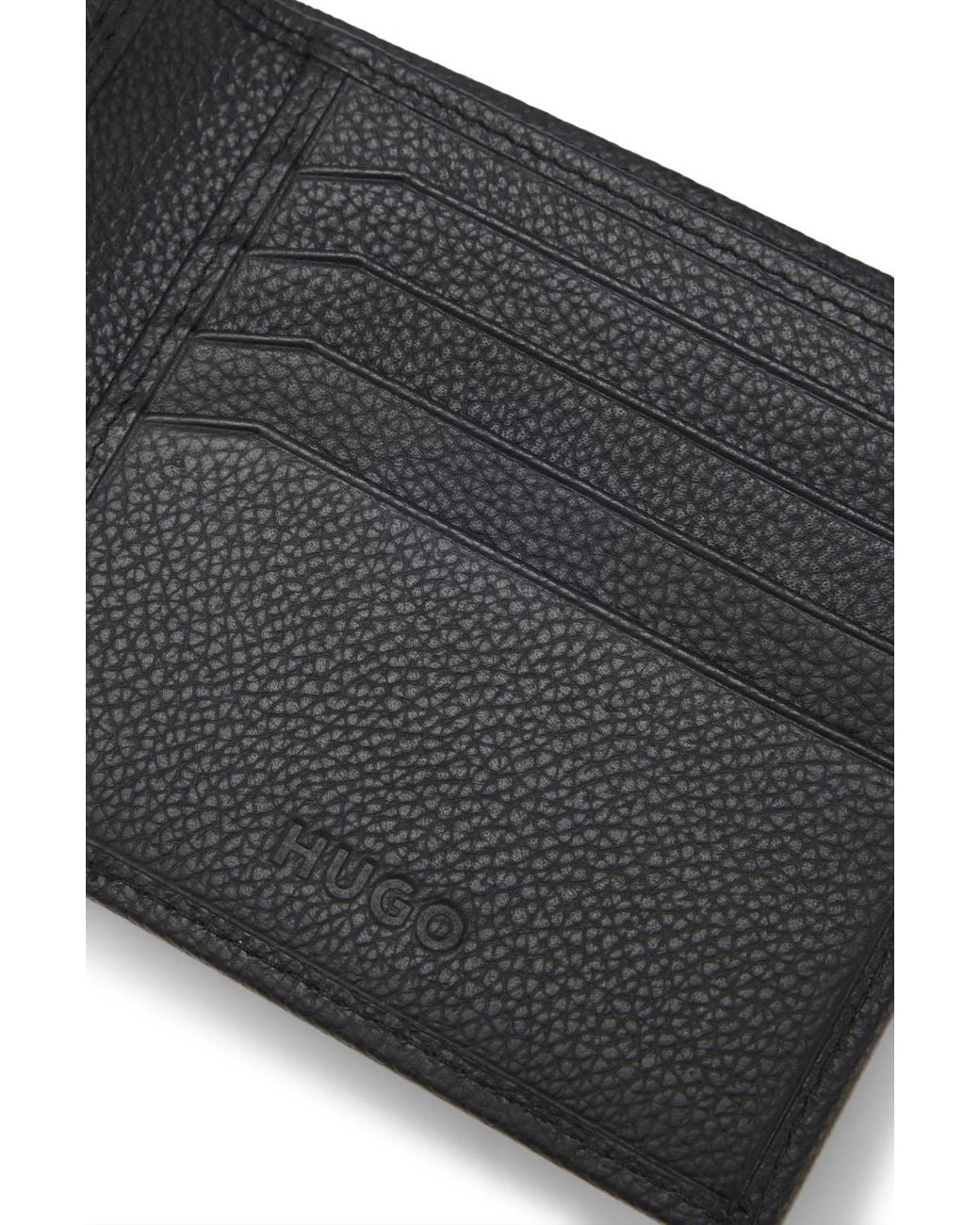Boss Black Grained-Leather Wallet With Logo Trim for men