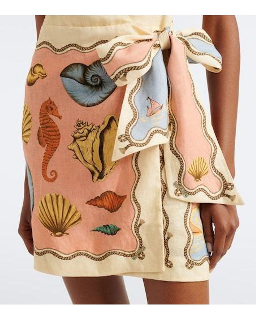 Farm Rio Metallic Rio Souvenir Printed Linen Minidress