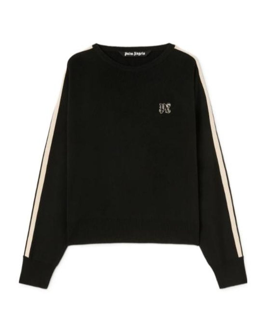 Palm Angels Black Monogram Embroidered Knitted Jumper for men